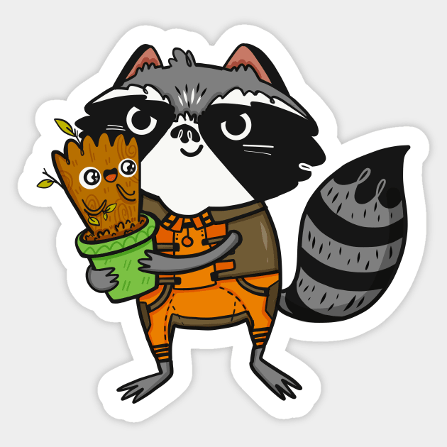 Groot N Rocket Sticker by LydiaJeanArt